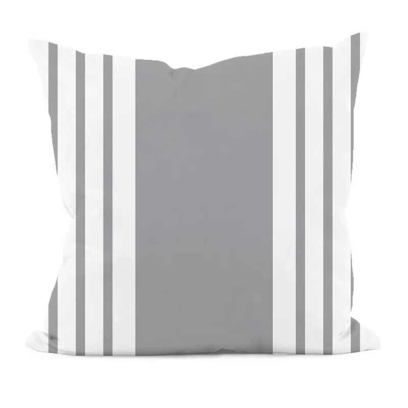 Classic Gray and White Striped Polyester 20" Throw Pillow