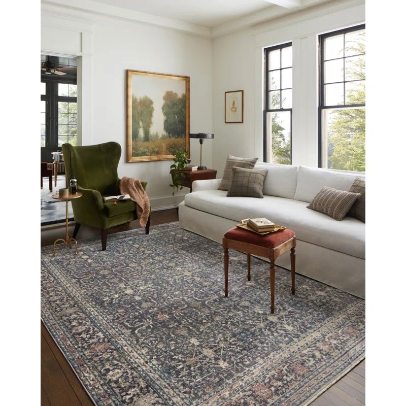 Midnight Blue 9' x 12' Synthetic Easy Care Area Rug