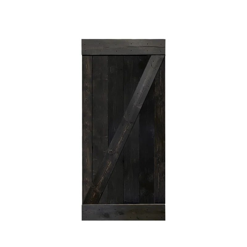 Charcoal Black Solid Pine Wood Rustic Barn Door with Hardware