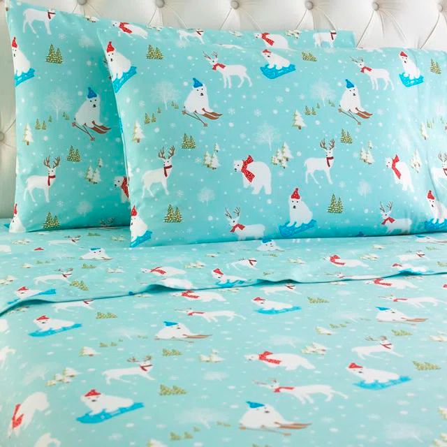 Fun in the Snow Queen Micro Flannel Sheet Set