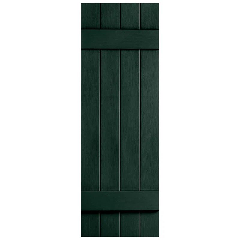 Alpha 14-in x 51-in Green Faux Wood Board and Batten Exterior Shutter