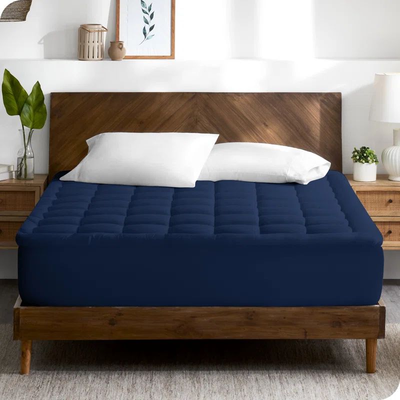 Queen White Cotton Top Down Alternative Mattress Pad