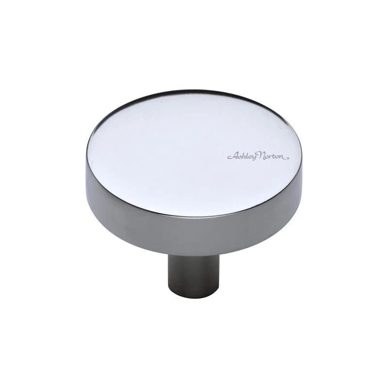Polished Chrome Round Modern Cabinet Knob with Mounting Hardware