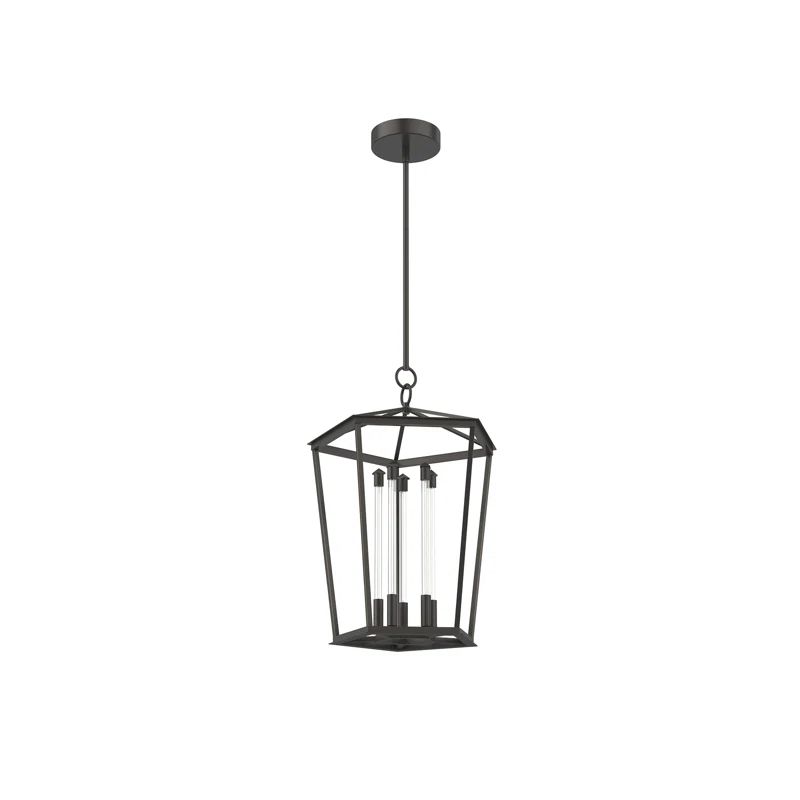 Urban Bronze Glass Lantern Pendant Light with LED Bulbs