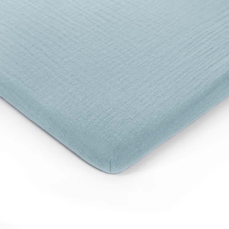 Sky Blue Muslin Cotton Fitted Bassinet Crib Sheet