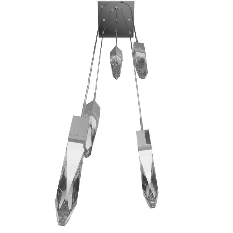 Polished Chrome Five-Light LED Crystal Pendant