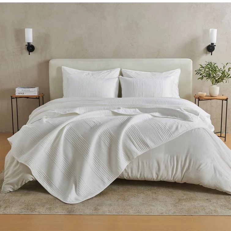 Heathered Oatmeal Full/Queen Cotton Blend Jersey Knit Quilt Set