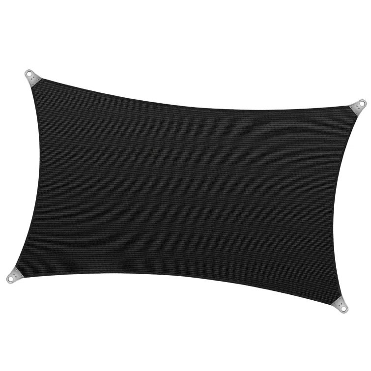 Black High-Density Polyethylene Rectangle Shade Sail with Stainless Steel Rings