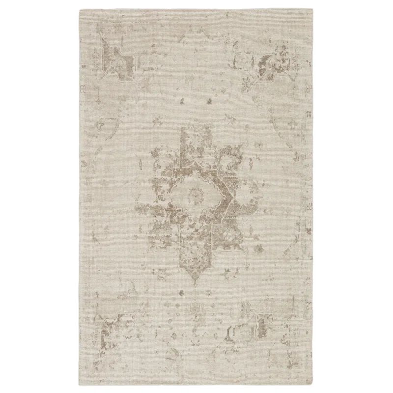 Canyon Medallion 6' x 9' Hand-Knotted Gray Wool & Viscose Rug