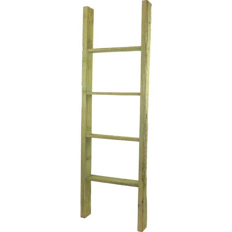 Restoration Green Vintage Farmhouse Wooden Decorative Ladder
