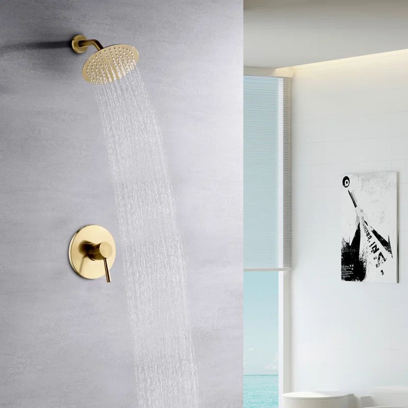 Brushed Gold Stainless Steel Rain Shower Faucet Set