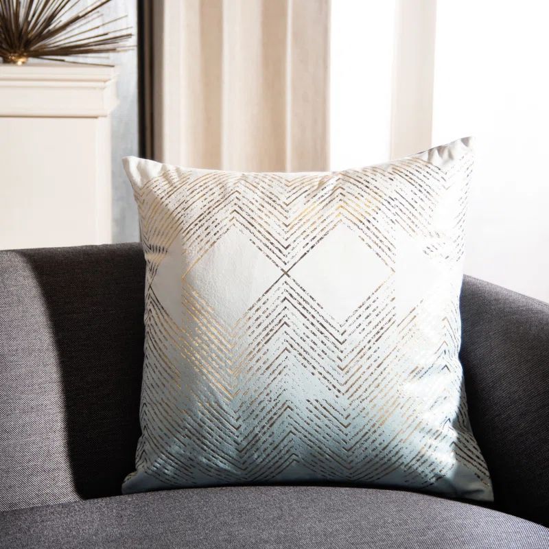 White and Gold Geometric Art Deco Throw Pillow