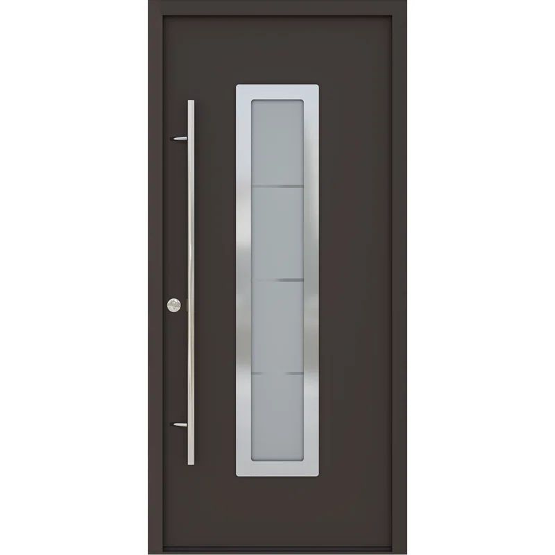 Argos Brown Zinc-Galvanized Steel Front Door with Frosted Glass
