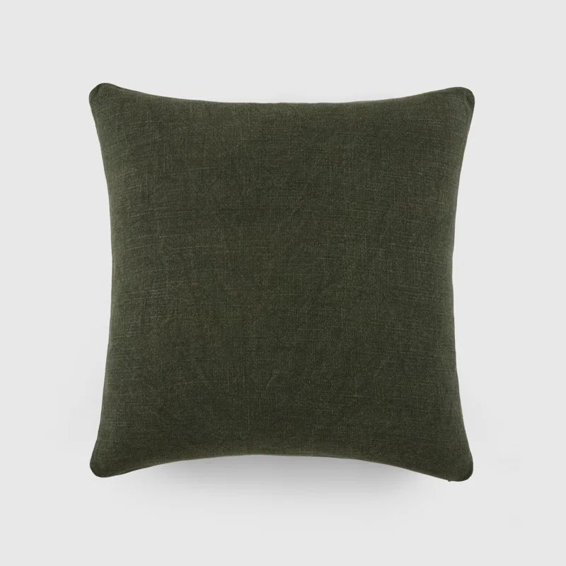 Olive Green Cotton Box Throw Pillow Set of 2