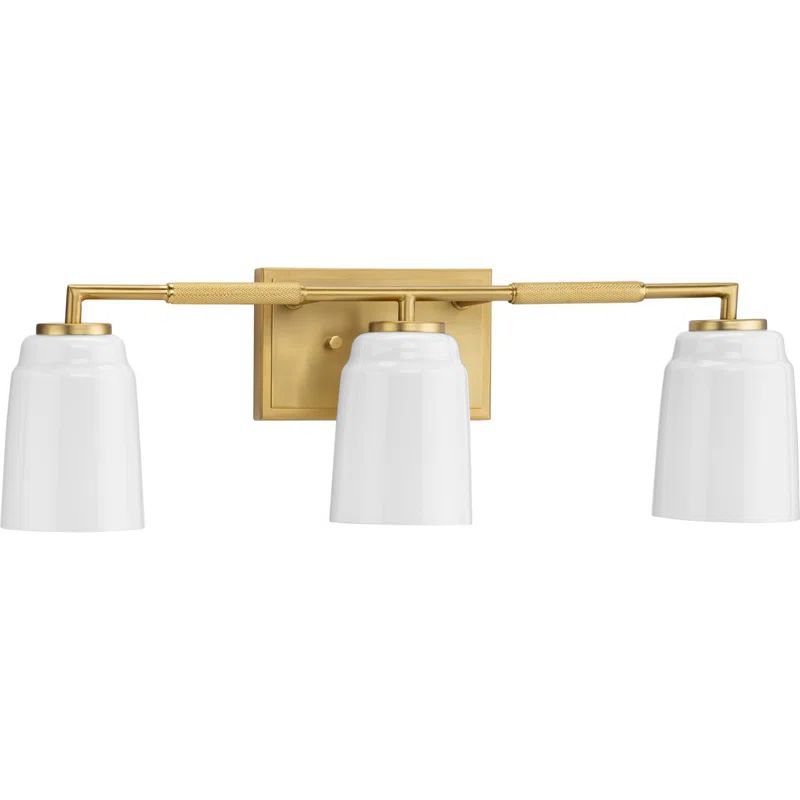 Brushed Gold 3-Light Vanity with Opal Glass Shades
