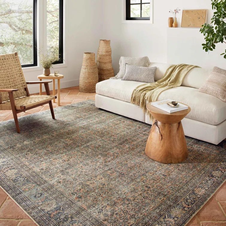 Adrian Terracotta and Multi-Color Stain-Resistant Polyester Rug