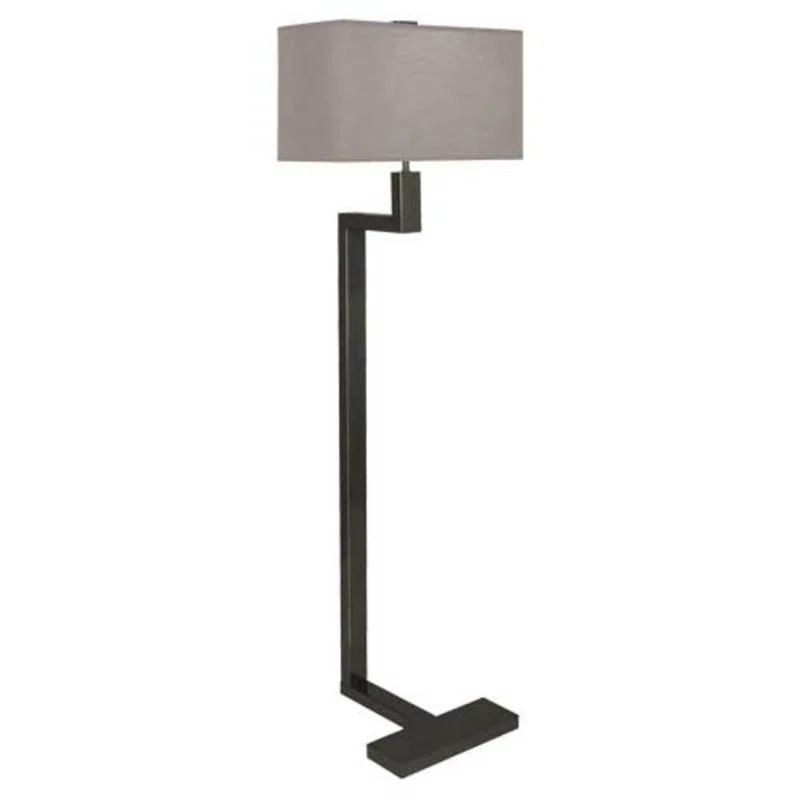 Adjustable Deep Patina Bronze Floor Lamp with Snowflake Shade