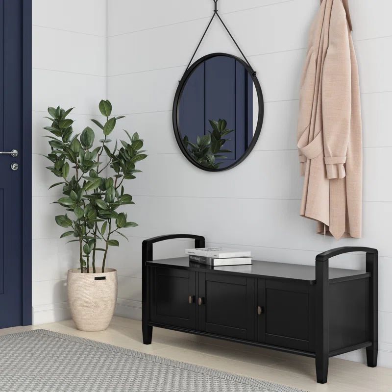Black Pine 44" Entryway Storage Bench with Shelves