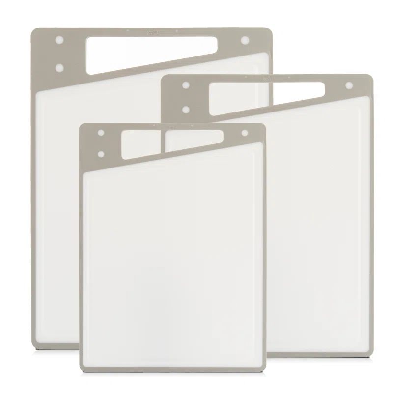 Gray and White Rectangular Plastic Cutting Board Set
