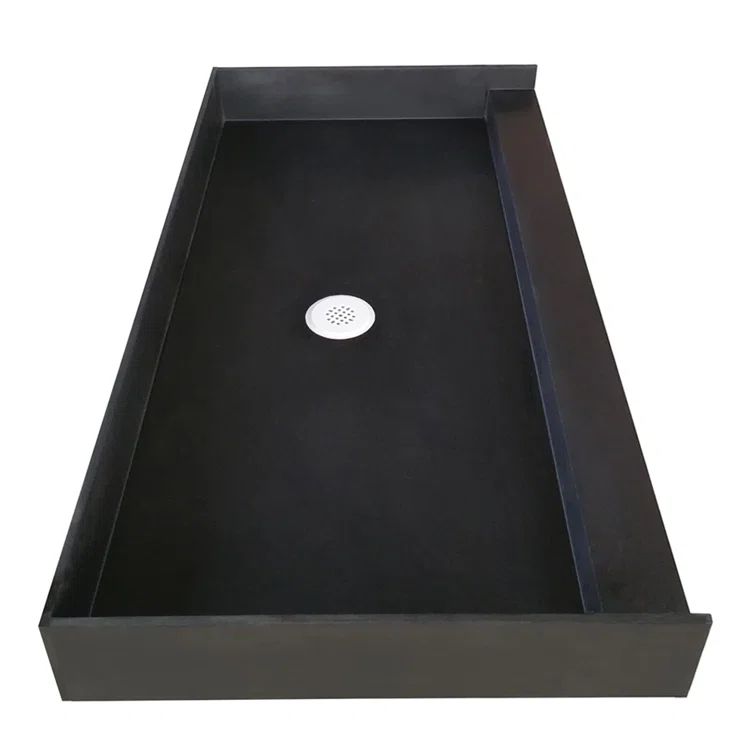 Black Brushed Nickel Rectangular Shower Base with PVC Drain