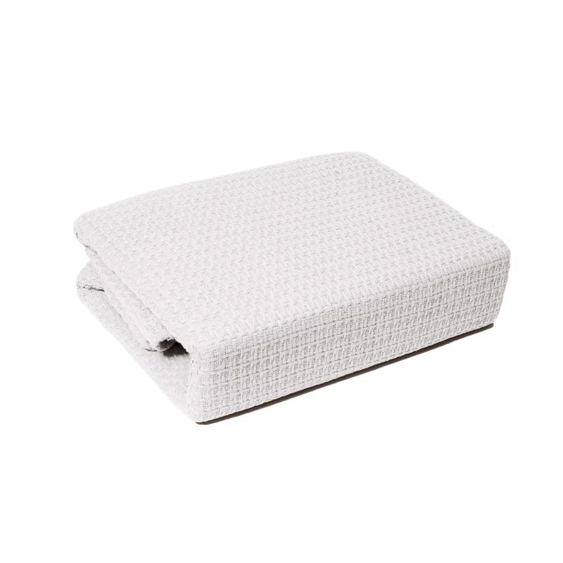 Marquis Full/Queen White Cotton Knitted Blanket