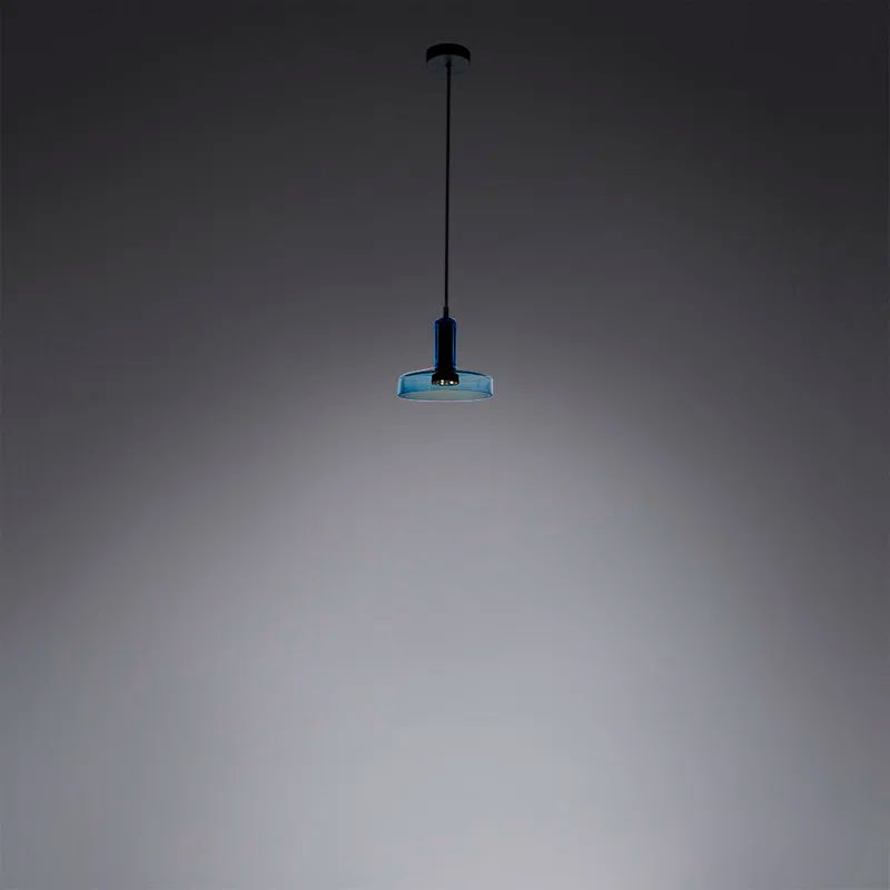 Aqua Dome Black Glass 1-Light LED Pendant