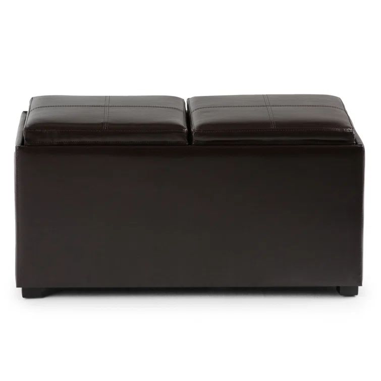 Brown Faux Leather 5-Piece Storage Ottoman Set