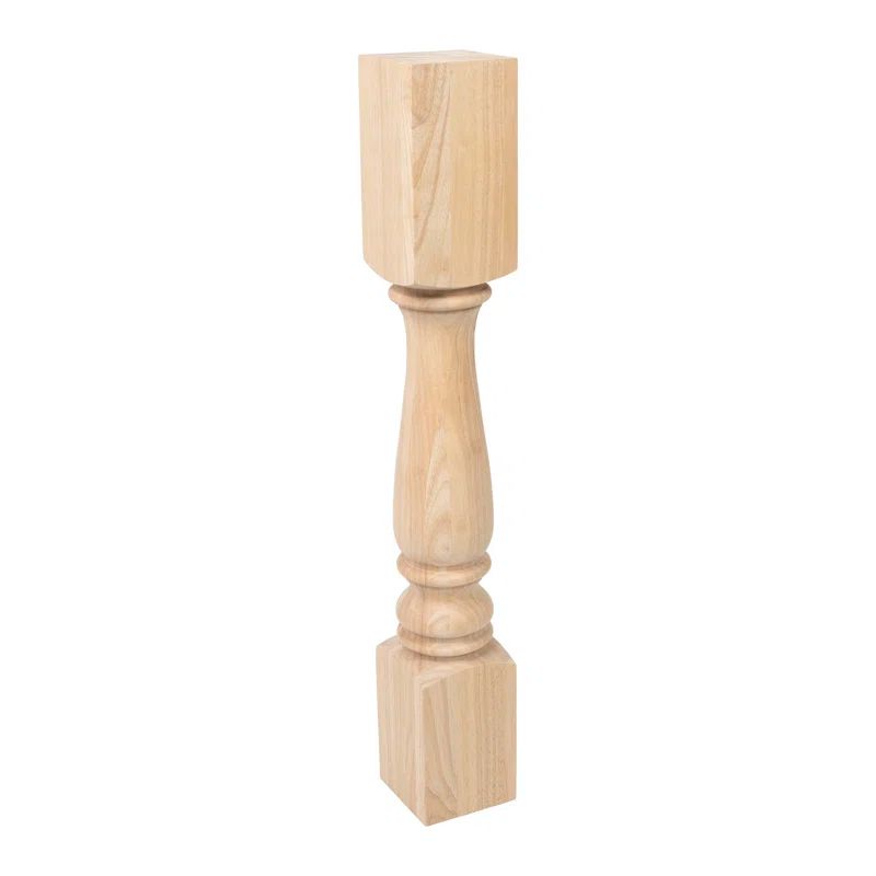 Unfinished Solid Rubberwood Full Round Kitchen Island Leg