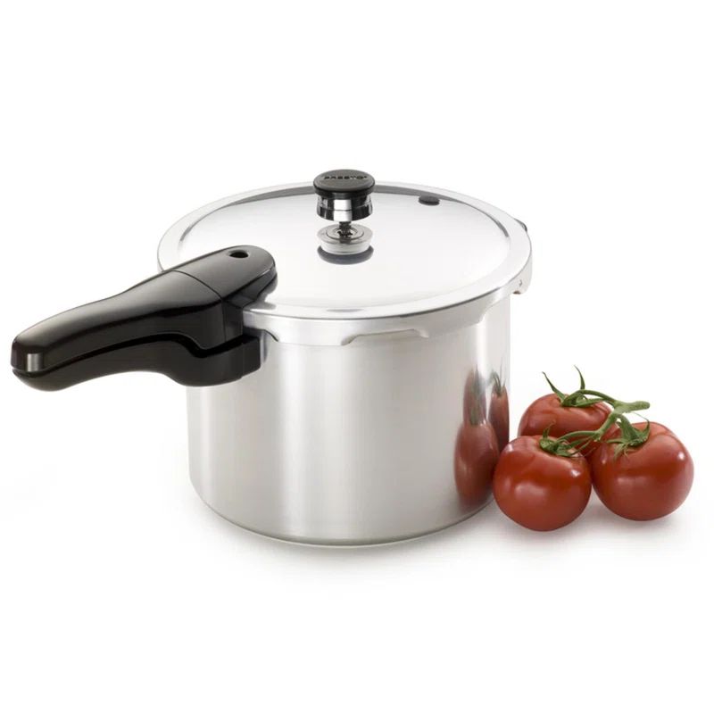 Presto 6 Quart Polished Aluminum Pressure Cooker with Nonstick Interior