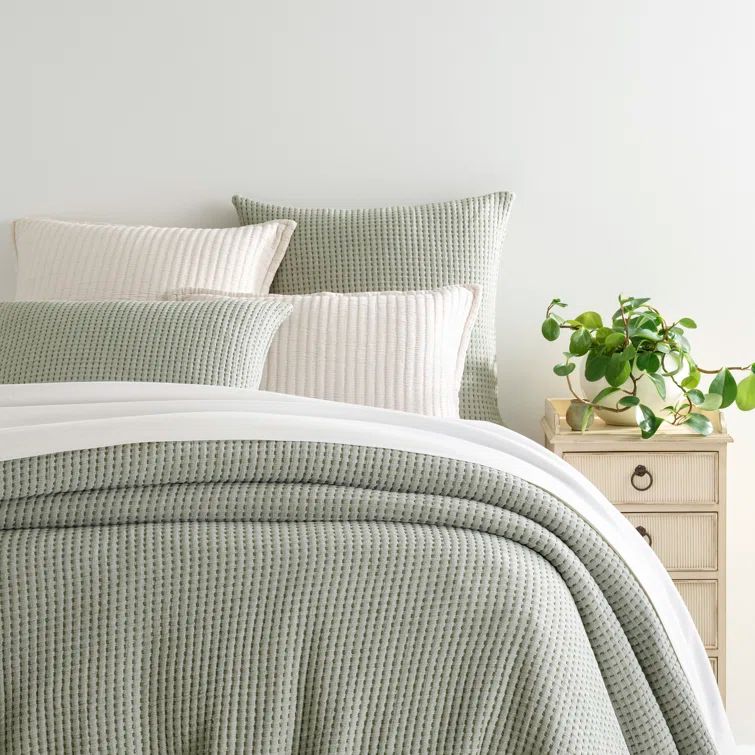 Evergreen Twin Size Cotton Jacquard Pick Stitch Coverlet