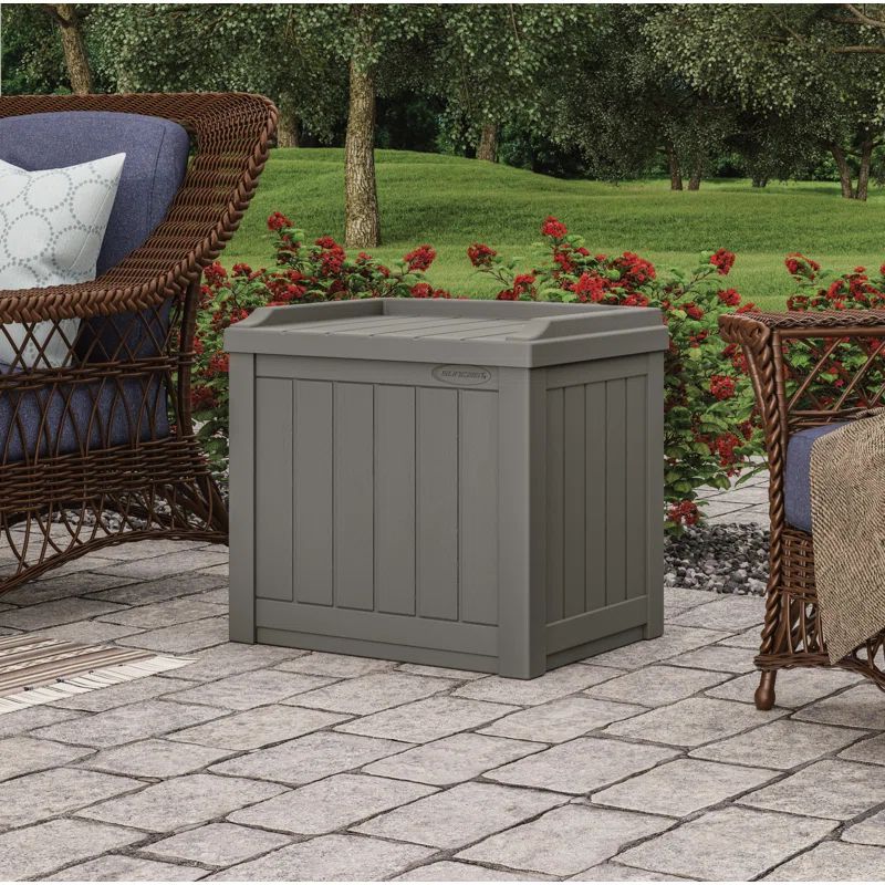 Gray 22 Gallon Resin Deck Box with Seat