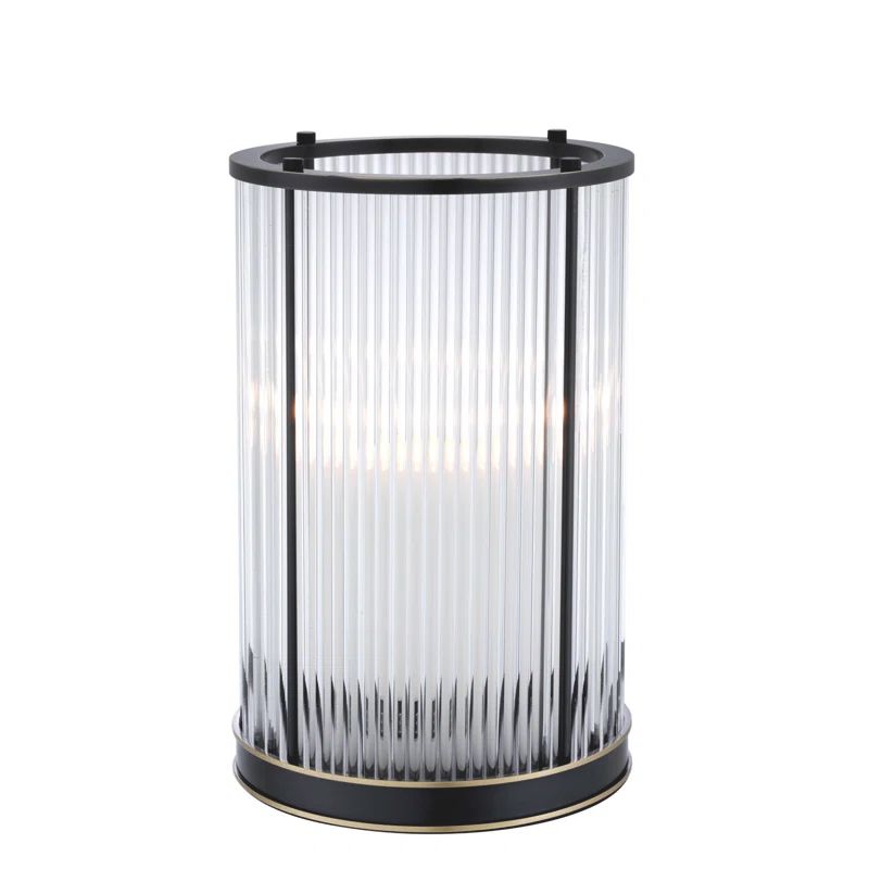 Mayson Bronze Highlight Medium Art Deco Glass Hurricane