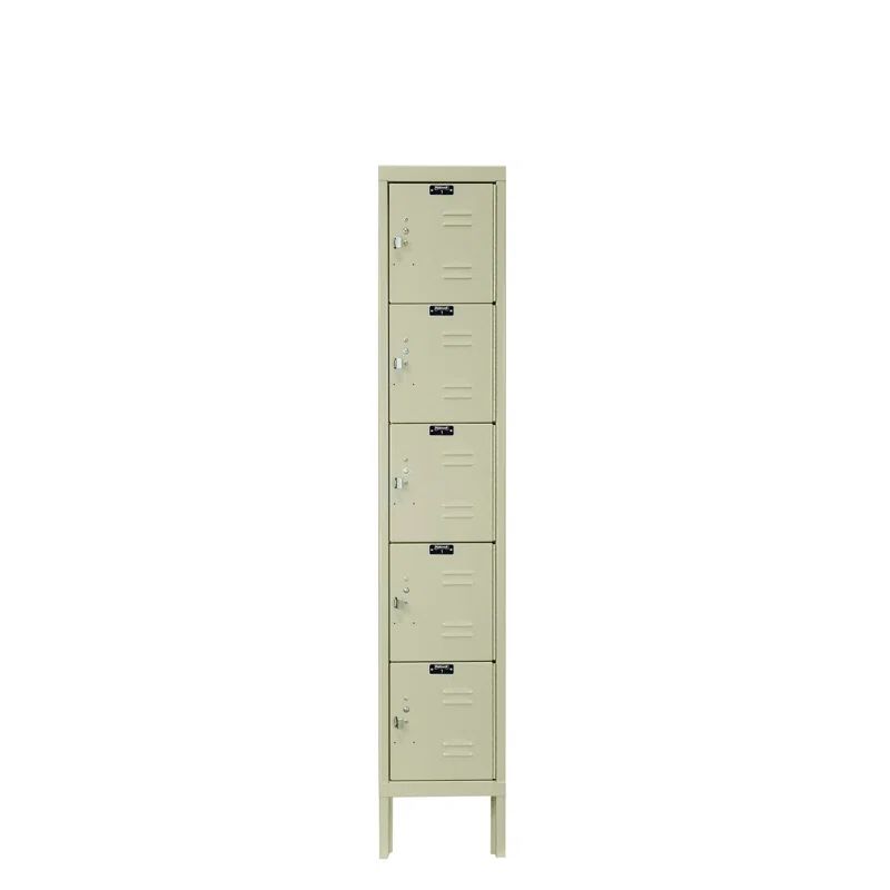 Tan Premium Metal 5-Tier Employee Locker, 66" H x 12" W x 15" D