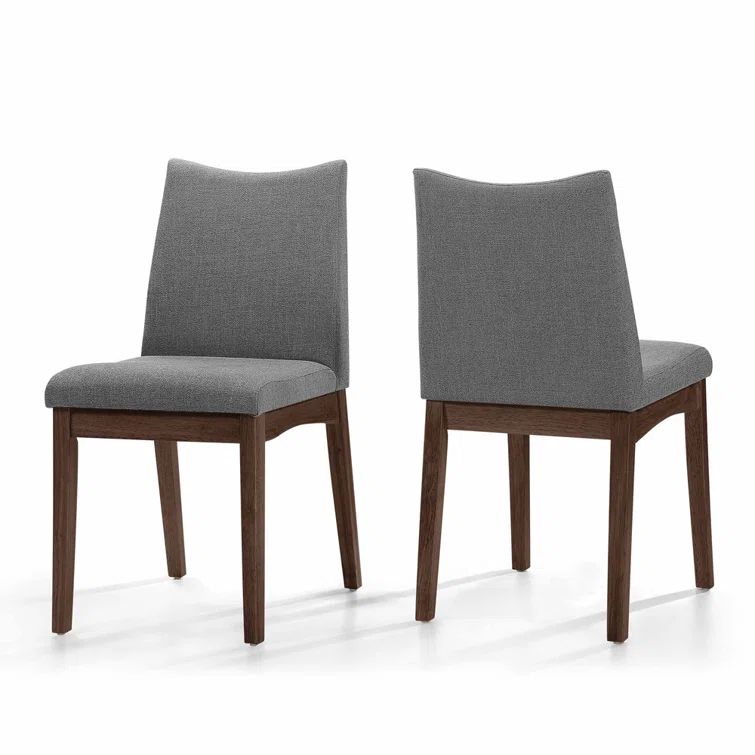 Mid-Century Modern Upholstered Dining Chairs in Light Beige