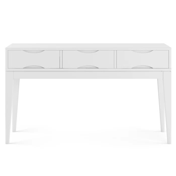 Harper Mid-Century White Solid Hardwood Console with Storage