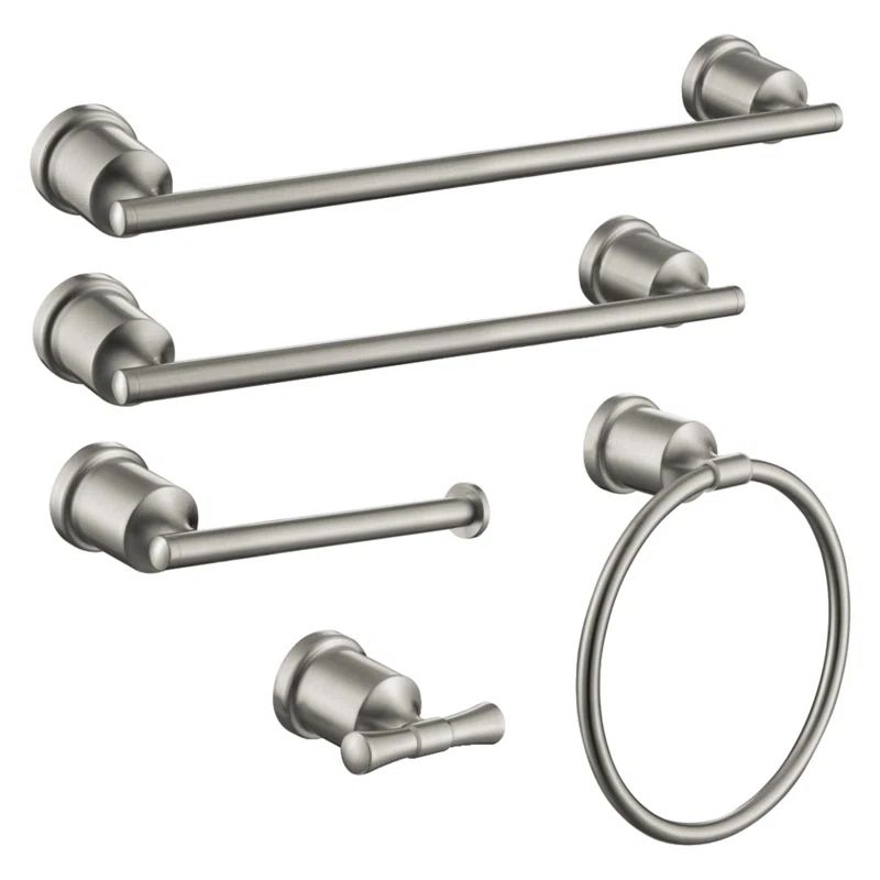 Brushed Nickel 5-Piece Stainless Steel Bathroom Hardware Set