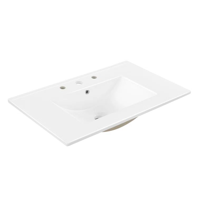 White Ceramic 30" Rectangular Single Sink Vanity Top
