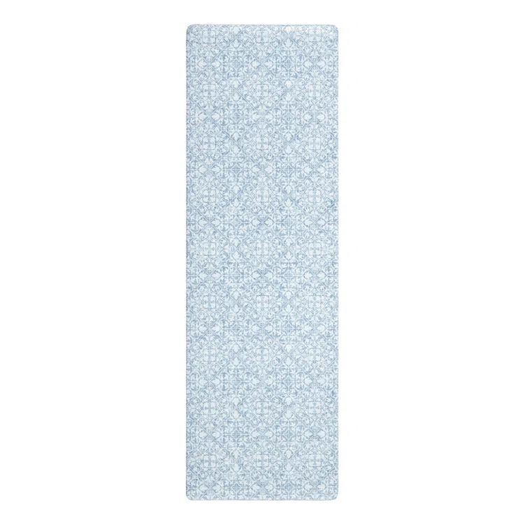 Blue PVC Medallion Anti-Fatigue Comfort Mat with Memory Foam
