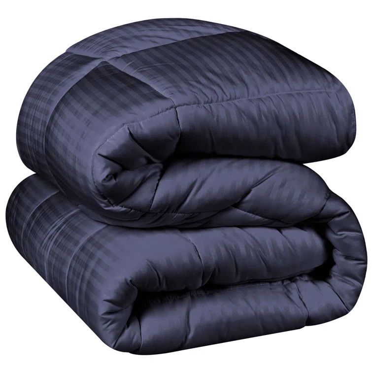 Navy Blue Twin/Twin XL Striped Down Alternative Comforter