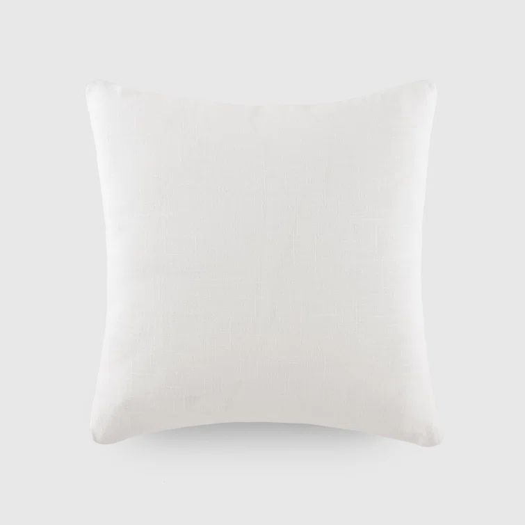Distressed White Cotton Square Throw Pillow Set
