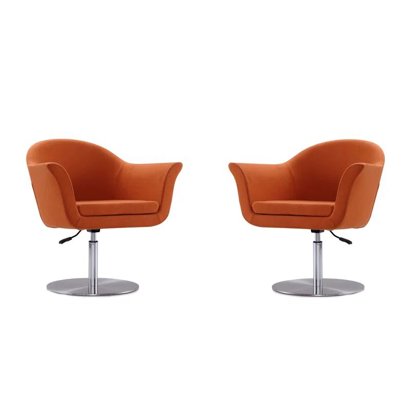 Barley Polyester Blend Swivel Accent Chair with Brushed Metal Base