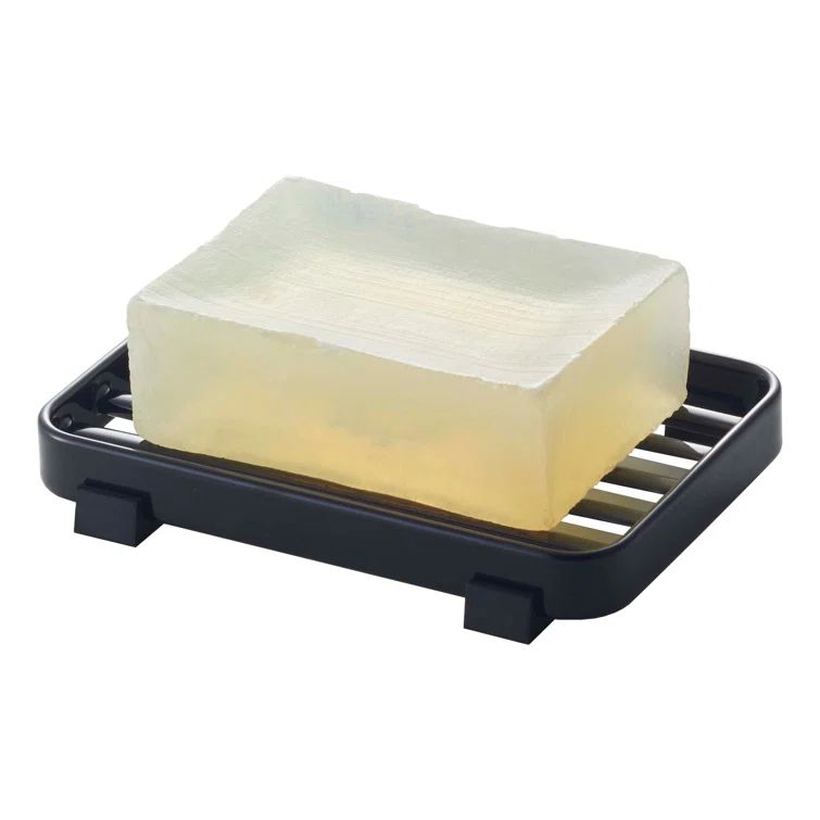 Black Steel Water-Resistant Soap Dish with Rubber Feet