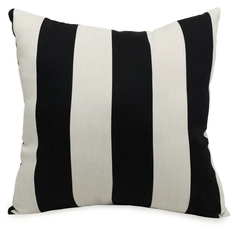 Black and White Striped Polyester Indoor/Outdoor Pillow 20"