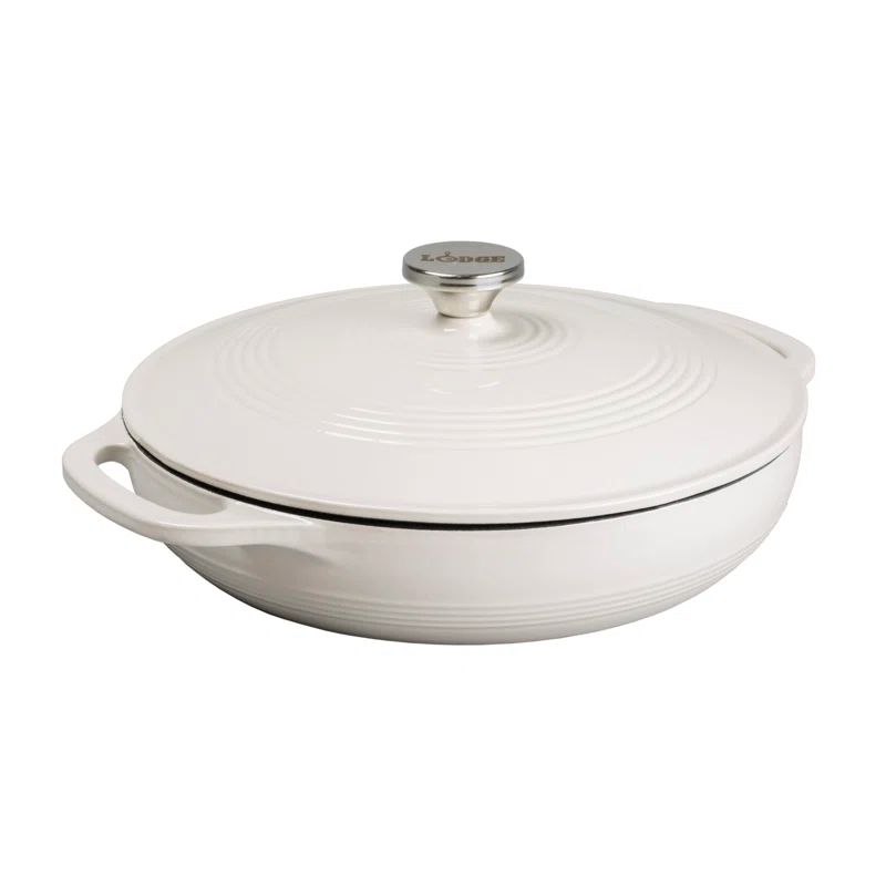 Oyster White 3.6 Quart Enameled Cast Iron Casserole with Lid
