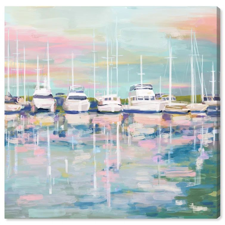 Coastal Dock Sailing 16" x 16" Gallery Wrapped Canvas Wall Art