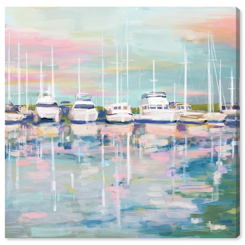 Art Remedy Coastal Dock Pastel Canvas Wall Art, 40" x 40"