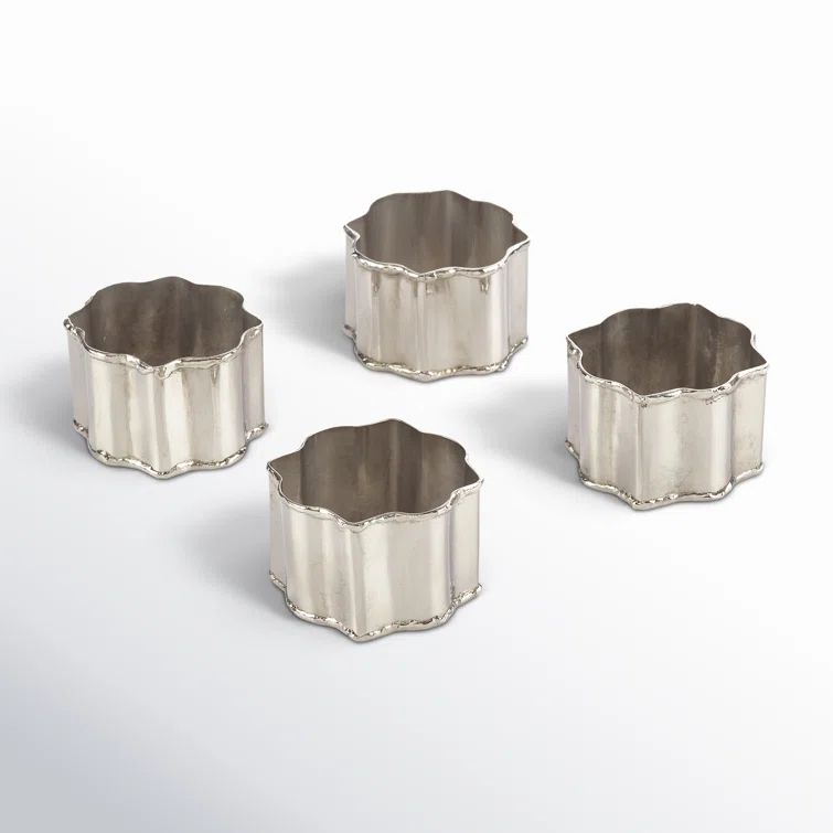 Classic Silver Brass Napkin Rings - Set of 4