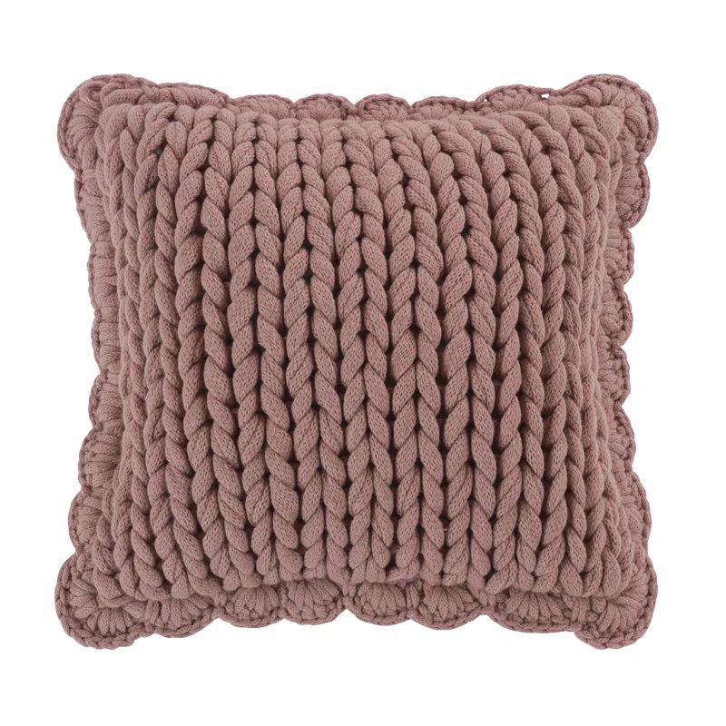Mauve Chunky Knit Acrylic Decorative Pillow, 14" x 14"