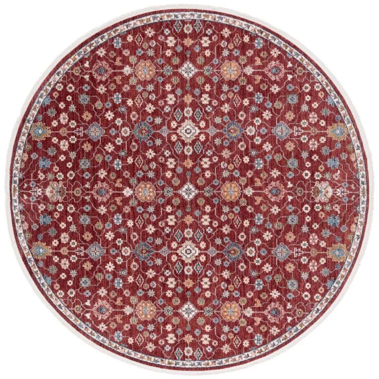 Ivory Round Hand-Knotted Synthetic Area Rug 79"