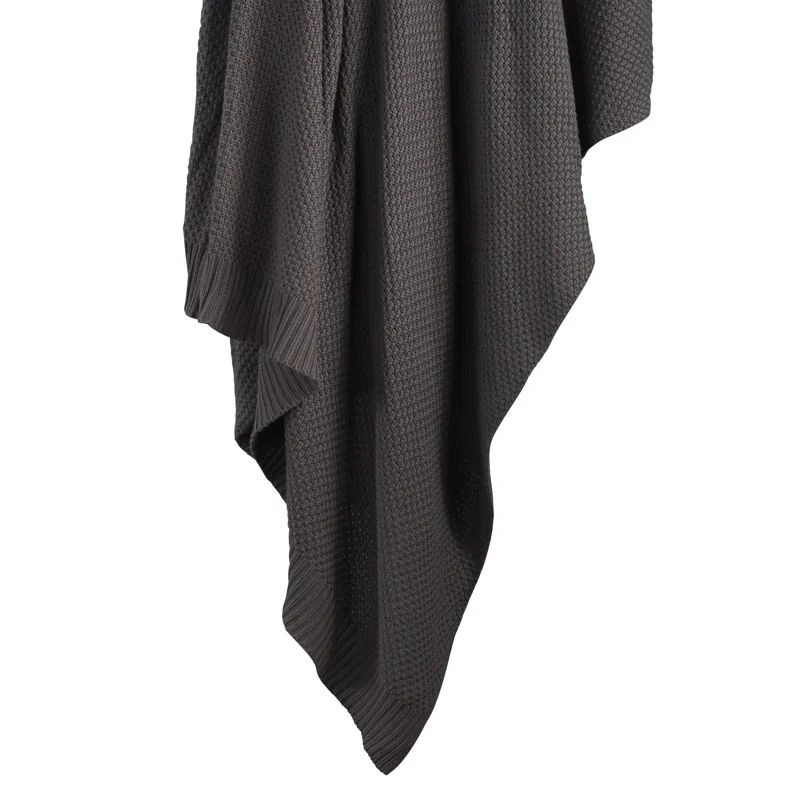 Slate Full/Queen Cotton Knitted Machine Washable Blanket